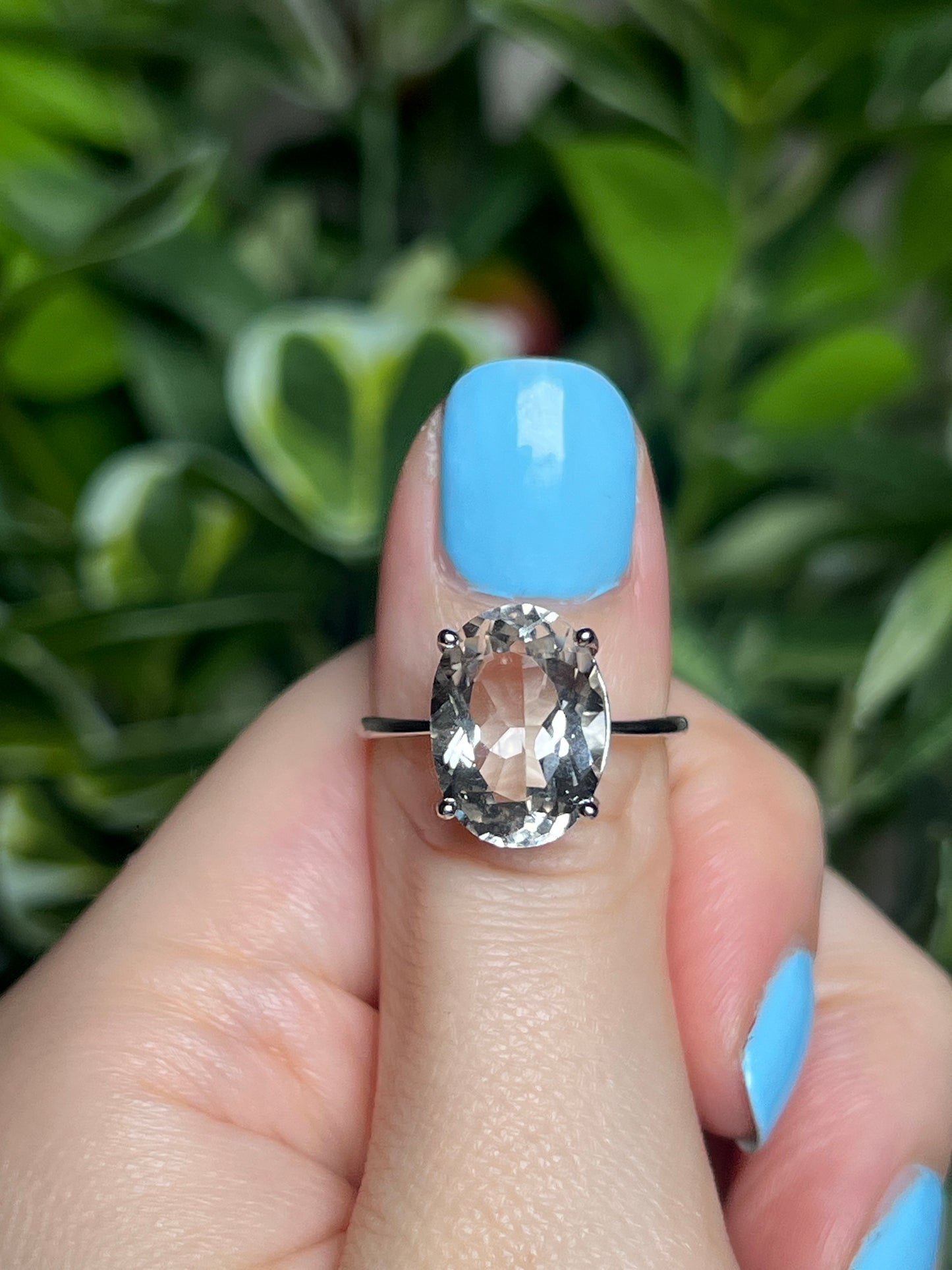 Faceted Clear quartz ring