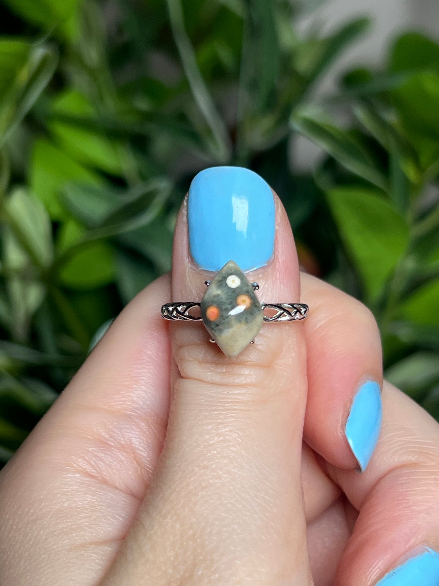 Sea jasper rings