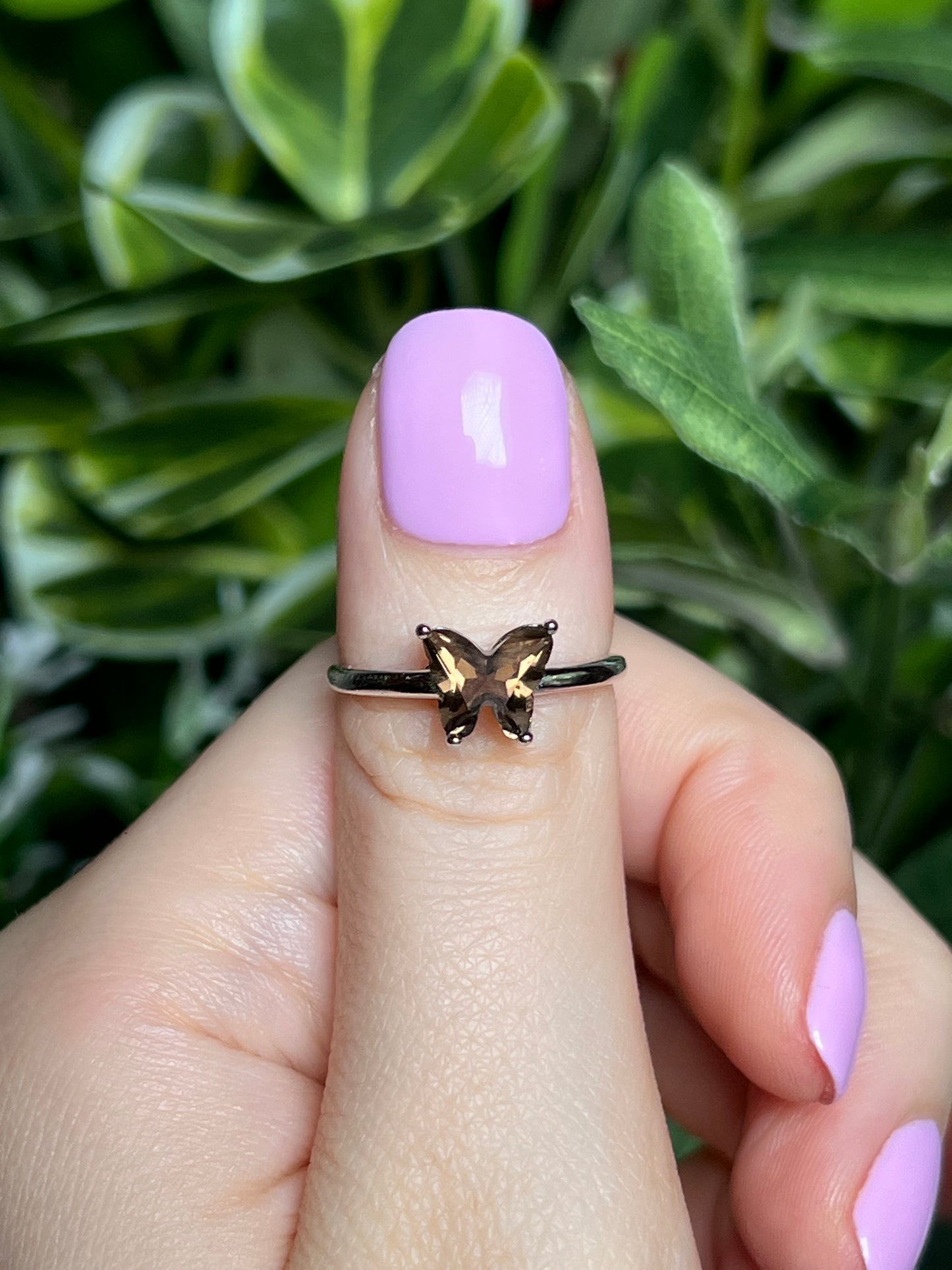 Smokey quartz butterfly rings