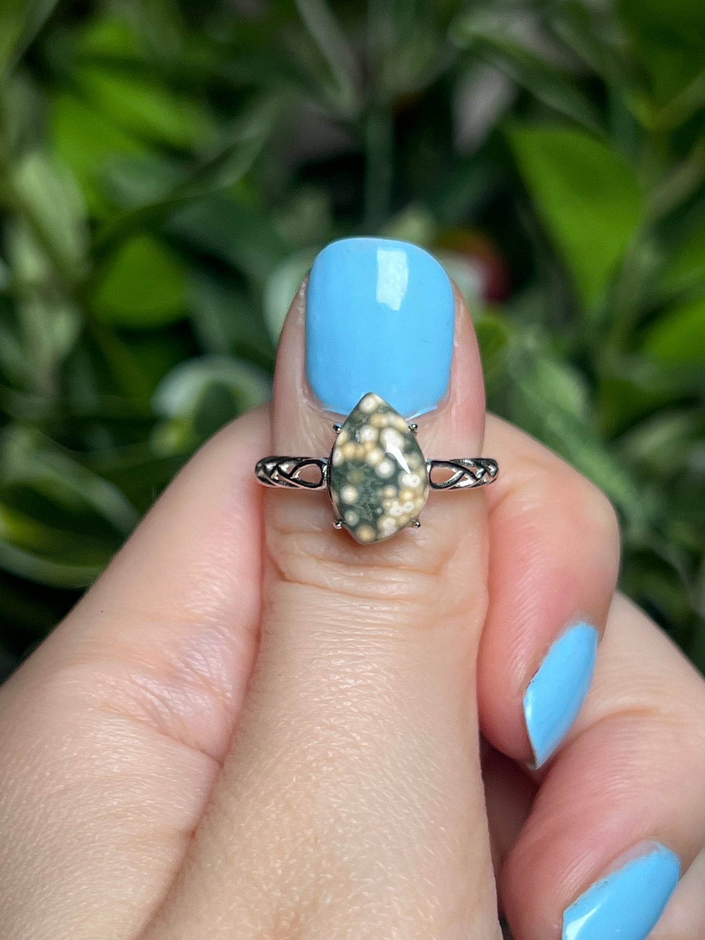 Sea jasper rings