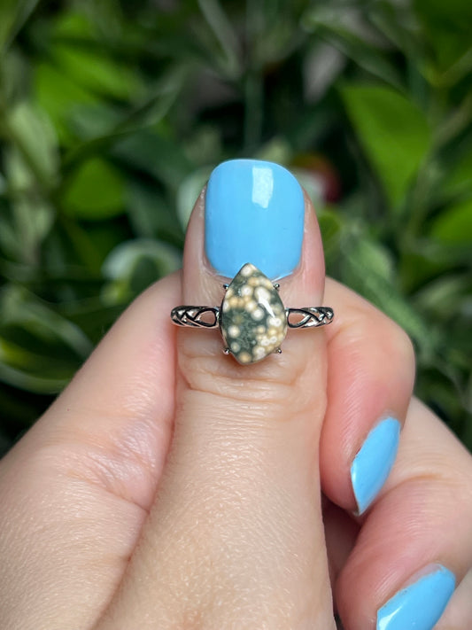 Sea jasper rings