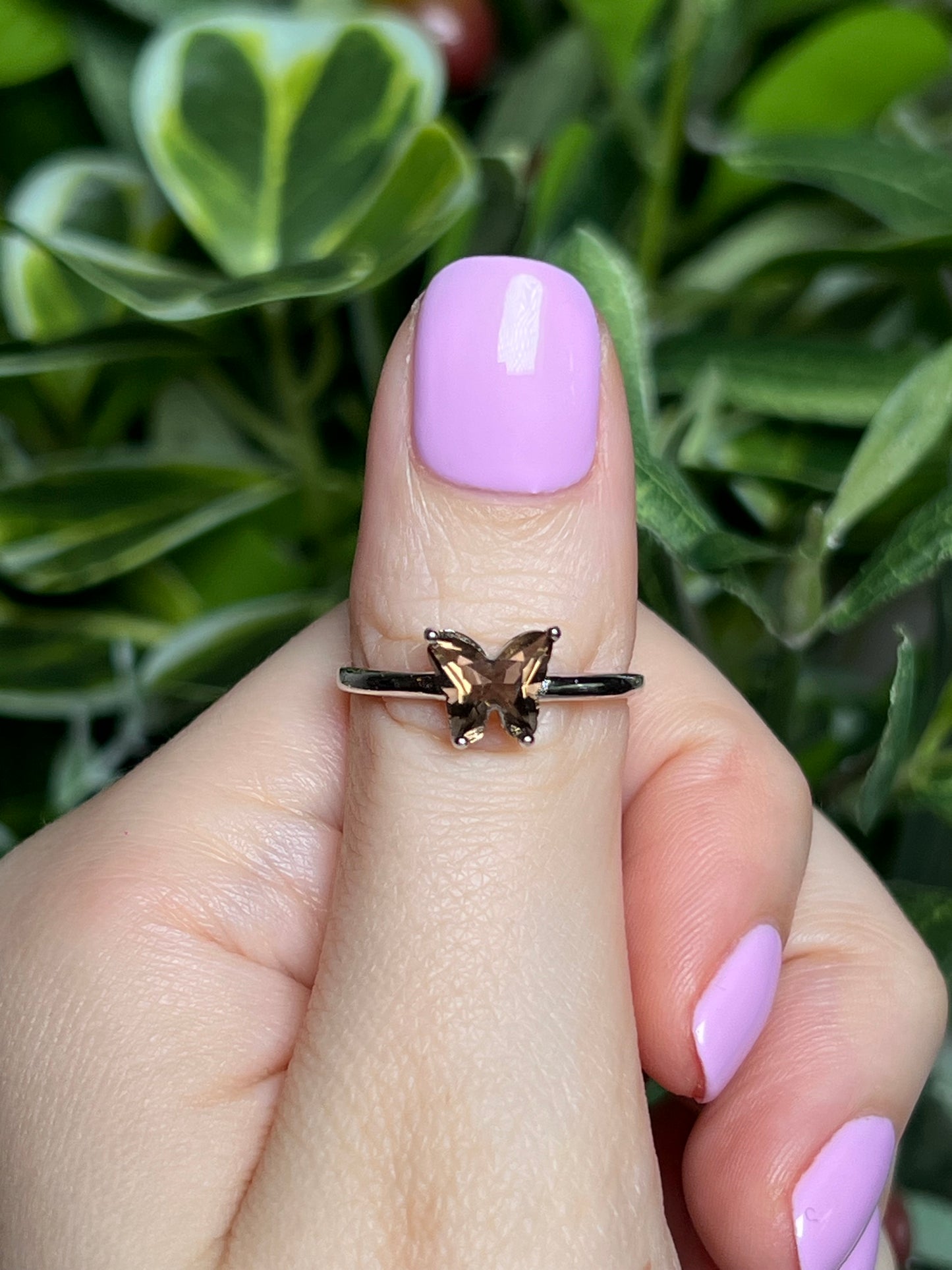 Smokey quartz butterfly rings