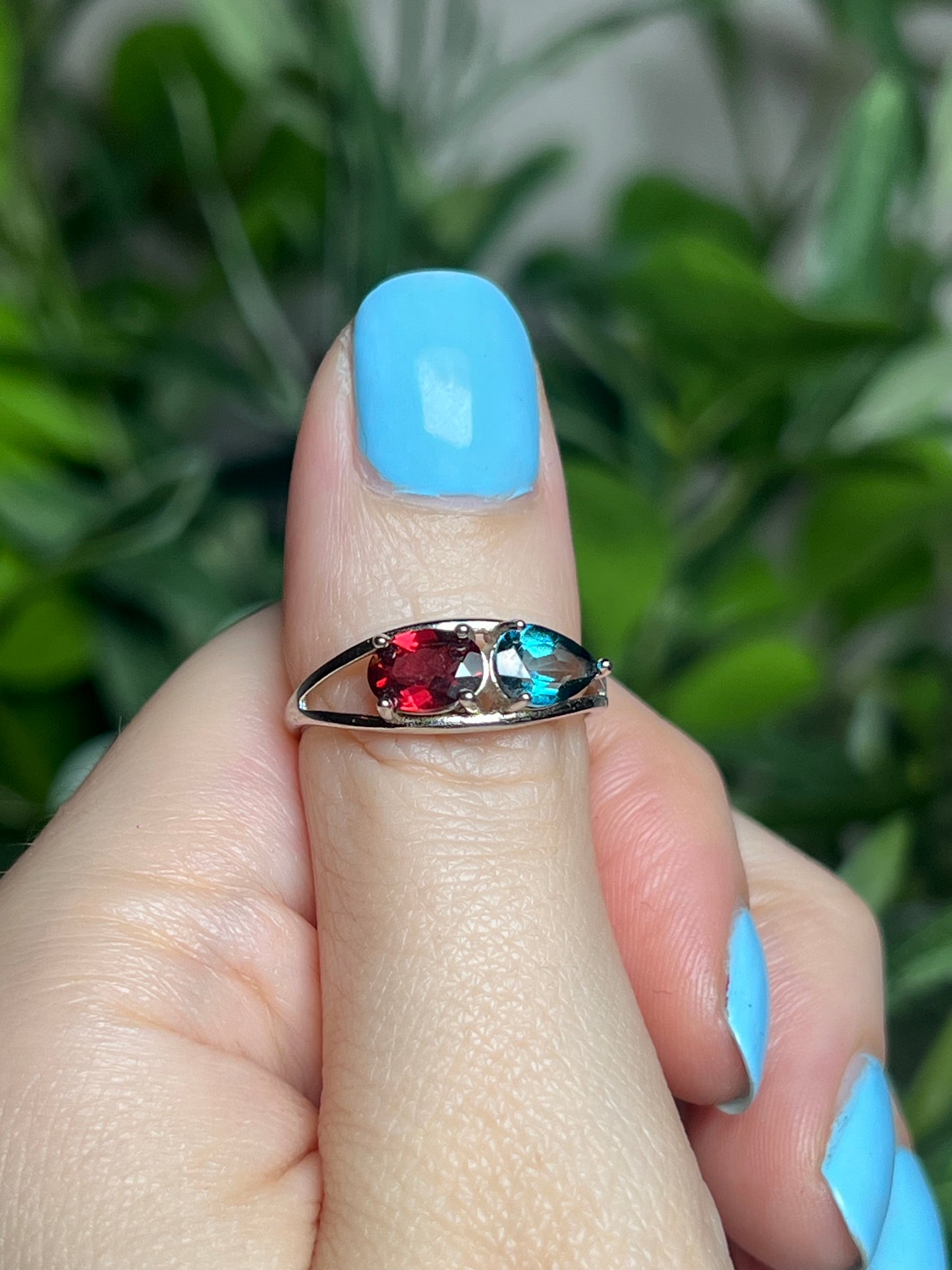 Garnet & Blue Topaz rings
