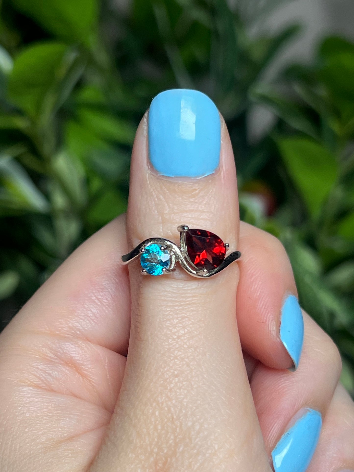 Garnet & Blue Topaz rings