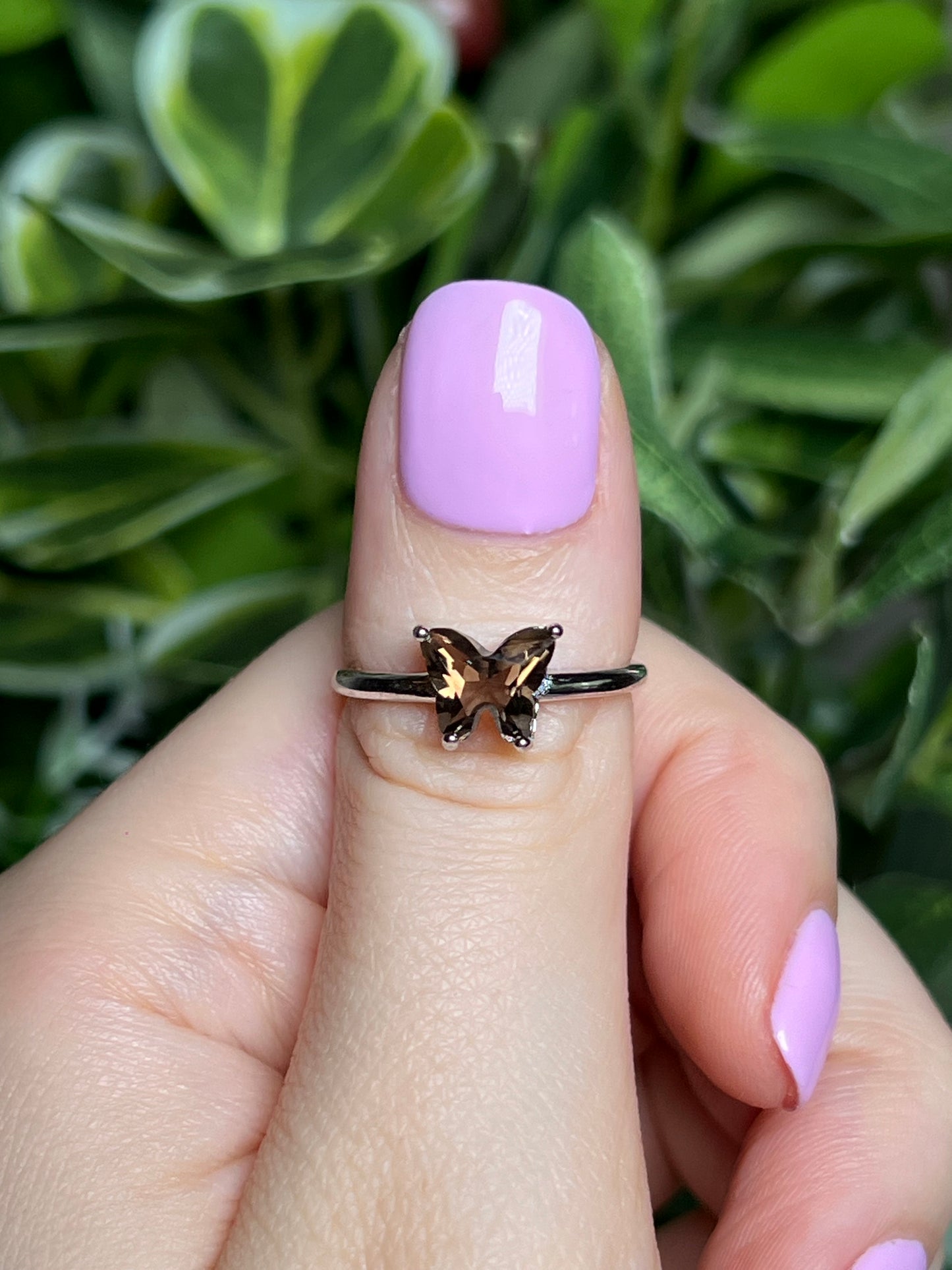 Smokey quartz butterfly rings