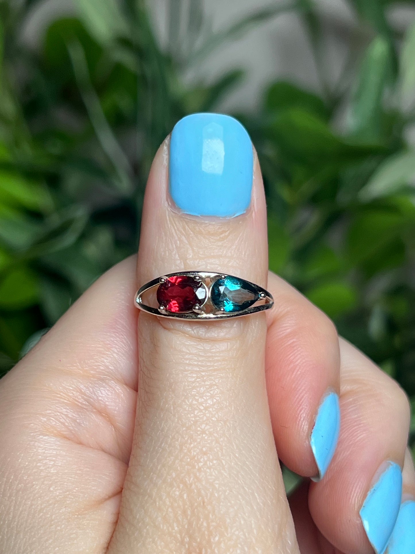Garnet & Blue Topaz rings