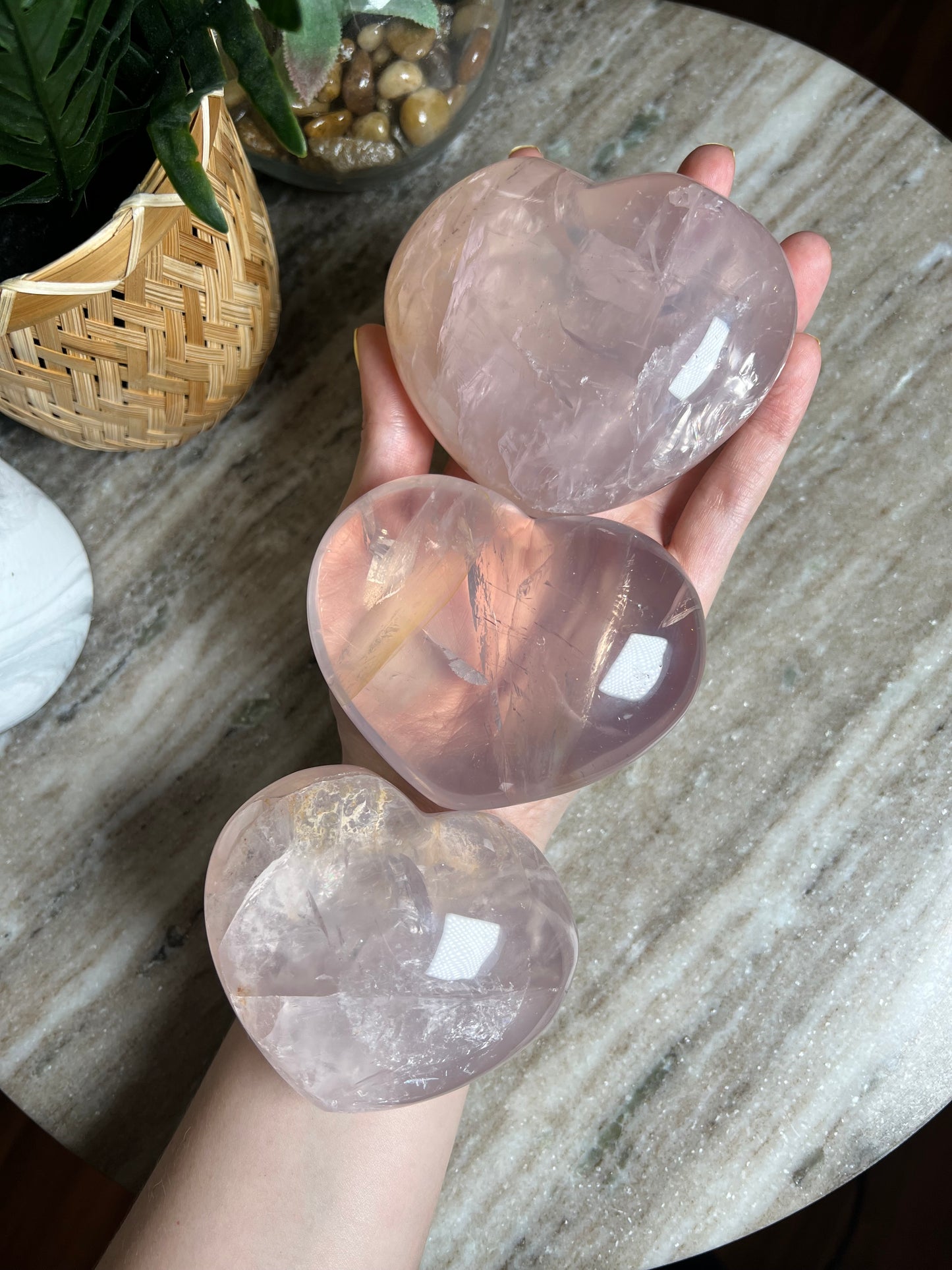 Gemmy Star Rose Quartz Hearts