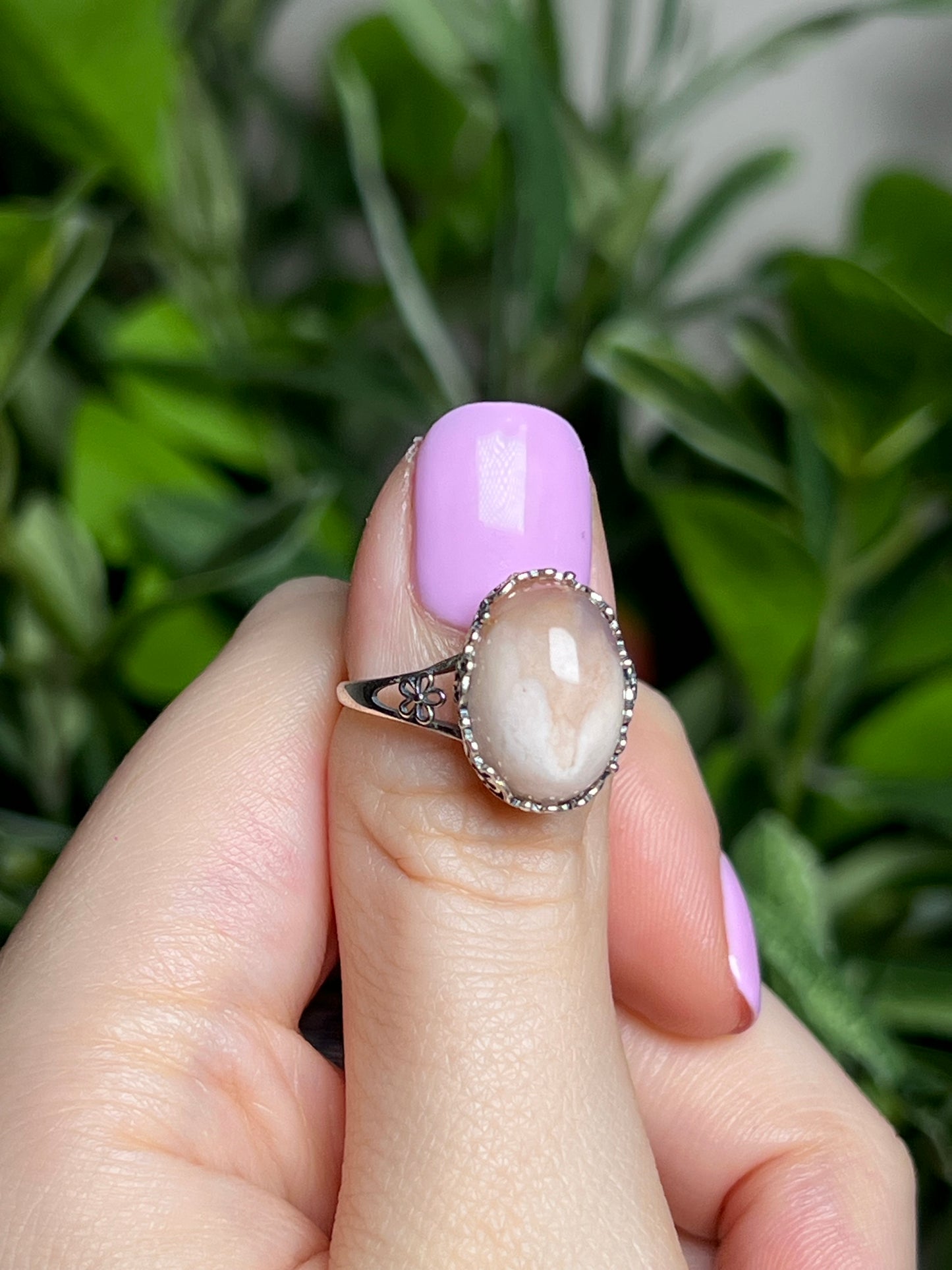 Flower Agate rings
