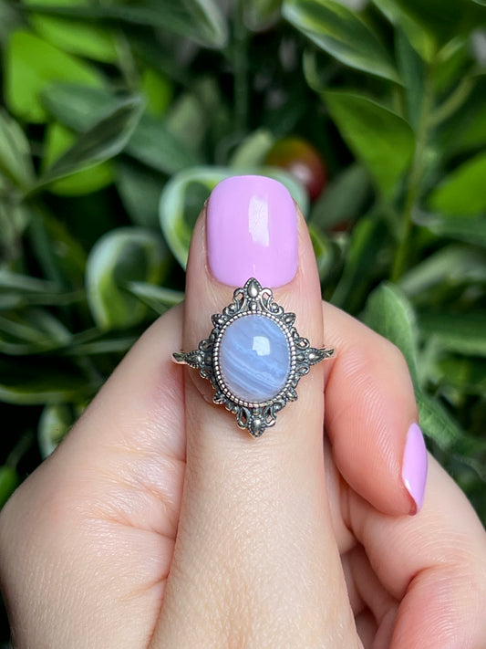 Blue Lace agate rings